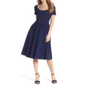 Gal Meets Glam | Navy Blue Annie Fit & Flare Dress w/ Pockets